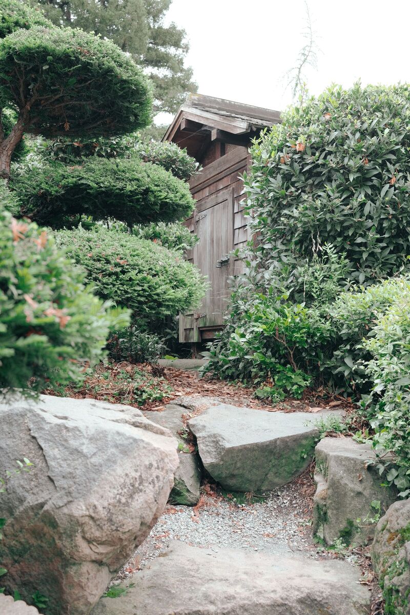 Stone steps — Japanese Gardens, Hayward, CA, 2023. Shot on Fujifilm X100V.