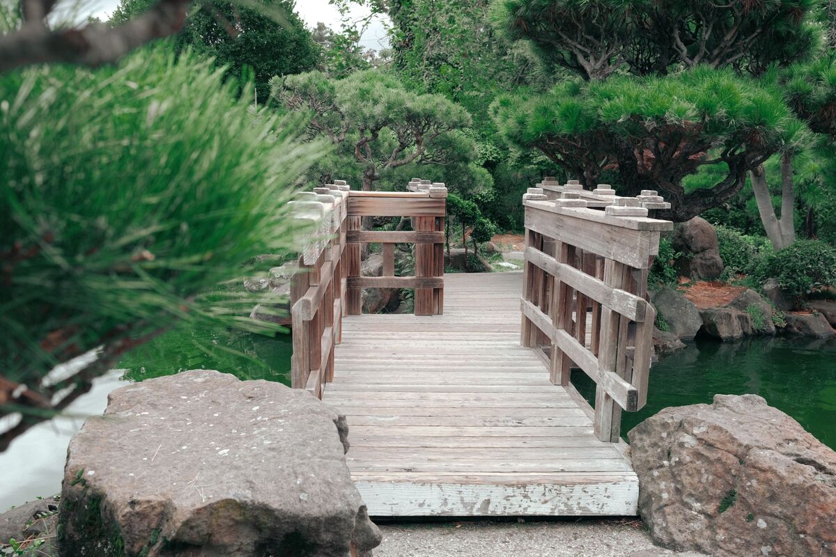 The crossing — Japanese Gardens, Hayward, CA, 2023. Shot on Fujifilm X100V.